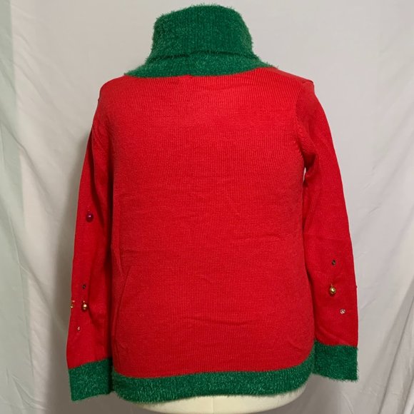 Ugly Christmas Sweater Oh What Fun Bells Sequins Tinsel Snowflake Rhinestone XL - Picture 3 of 4